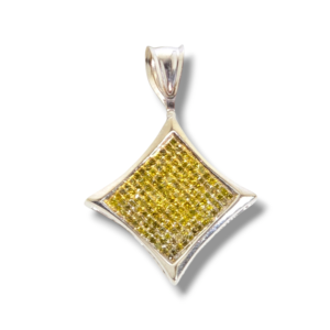 14KT White Gold Pendant with Yellow and White Gold Diamonds