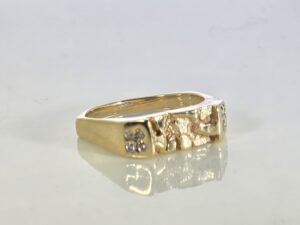 14KT Yellow Gold Nugget Diamond Unisex Ring Size 8