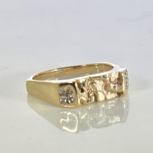 14KT Yellow Gold Nugget Diamond Unisex Ring Size 8