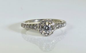 14KT White Gold Diamond Engagement Ring with Halo Size 7