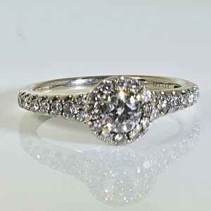 14KT White Gold Diamond Engagement Ring with Halo Size 7