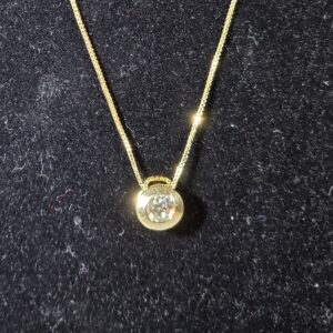 14KT Yellow Gold Diamond Solitaire Necklace