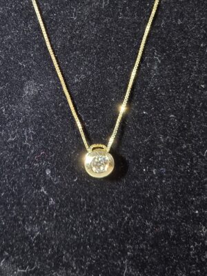 14KT Yellow Gold Diamond Solitaire Necklace