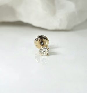 10KT Yellow Gold Single Diamond Stud Earring