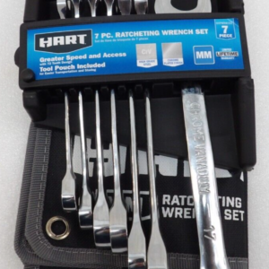 HART HHPWRW102 Metric 7pc Combination 12pt Ratcheting Wrench Set W/ Pouch